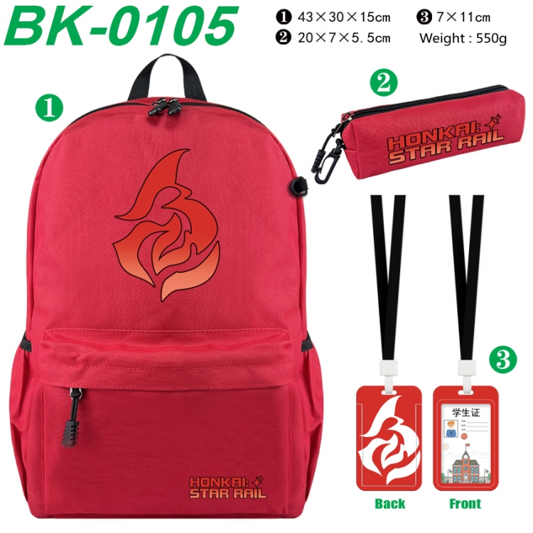 Honkai: Star Rail Waterproof nylon canvas backpack pencil case identification set 43X30X15cm