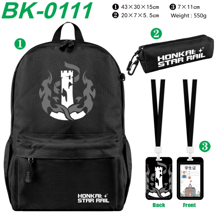 Honkai: Star Rail Waterproof nylon canvas backpack pencil case identification set 43X30X15cm