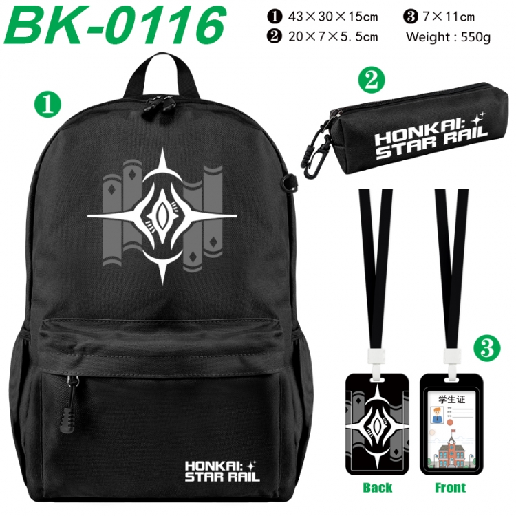 Honkai: Star Rail Waterproof nylon canvas backpack pencil case identification set 43X30X15cm