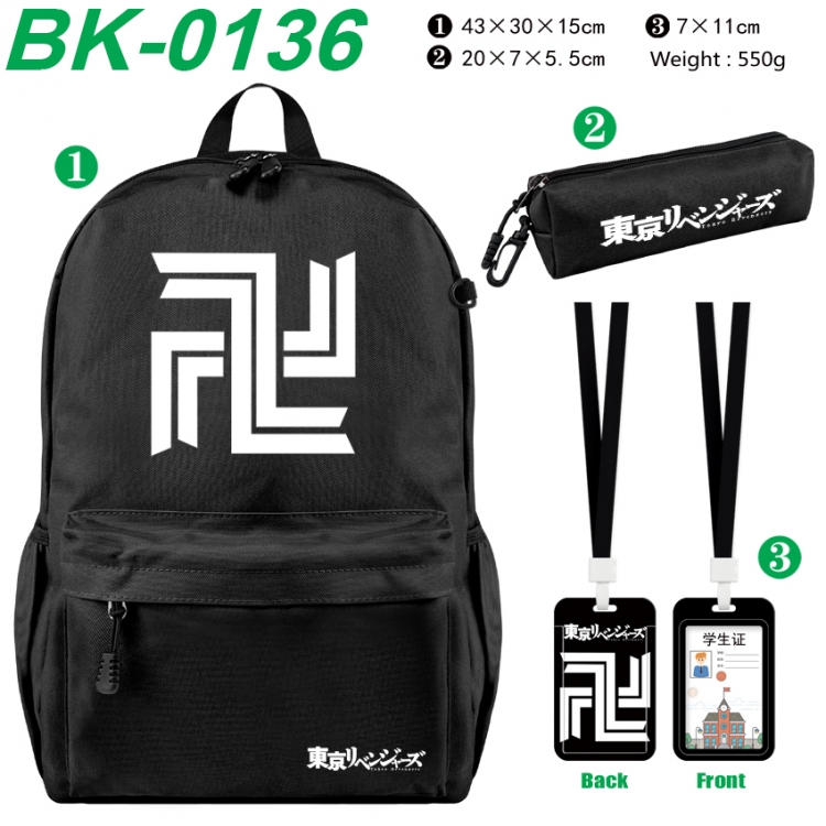 Tokyo Revengers Waterproof nylon canvas backpack pencil case identification set 43X30X15cm