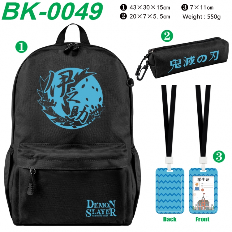 Demon Slayer Kimets Waterproof nylon canvas backpack pencil case identification set 43X30X15cm