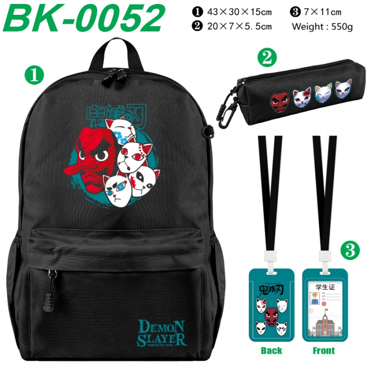 Demon Slayer Kimets Waterproof nylon canvas backpack pencil case identification set 43X30X15cm