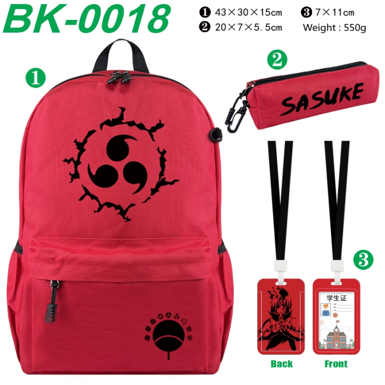 Naruto Waterproof nylon canvas backpack pencil case identification set 43X30X15cm