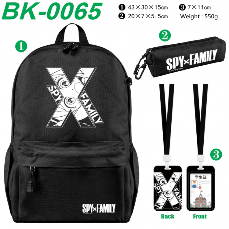 SPY×FAMILY Waterproof nylon canvas backpack pencil case identification set 43X30X15cm