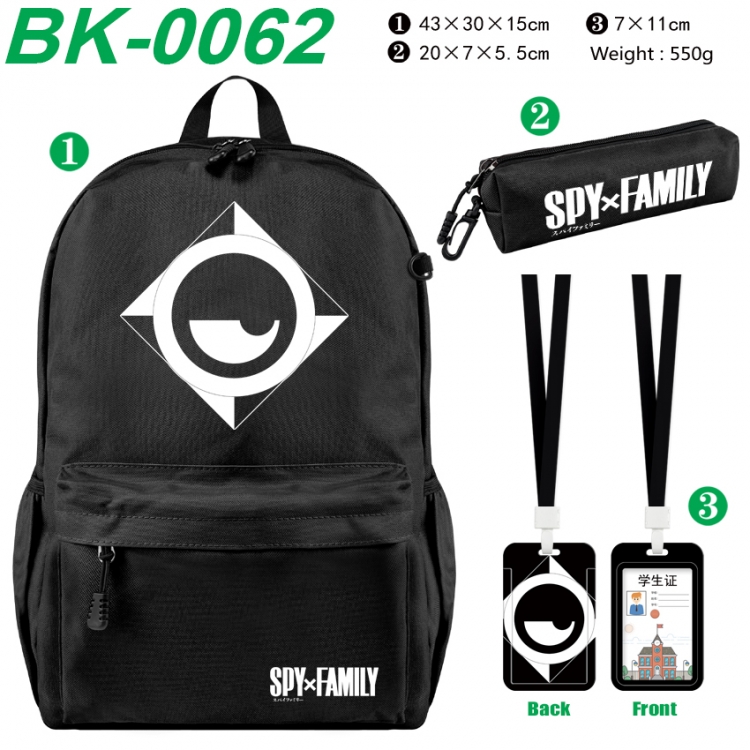 SPY×FAMILY Waterproof nylon canvas backpack pencil case identification set 43X30X15cm