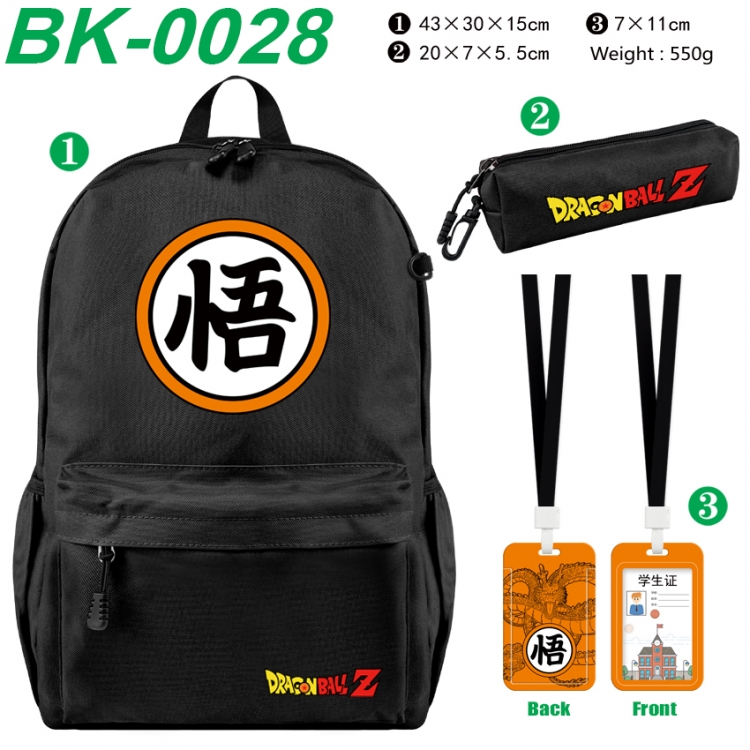 DRAGON BALL Waterproof nylon canvas backpack pencil case identification set 43X30X15cm