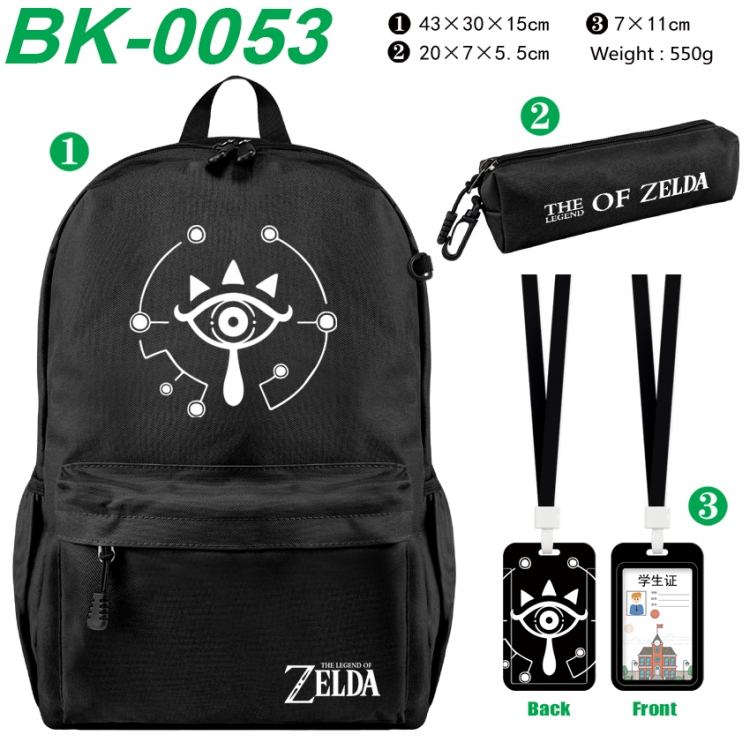 The Legend of Zelda Waterproof nylon canvas backpack pencil case identification set 43X30X15cm