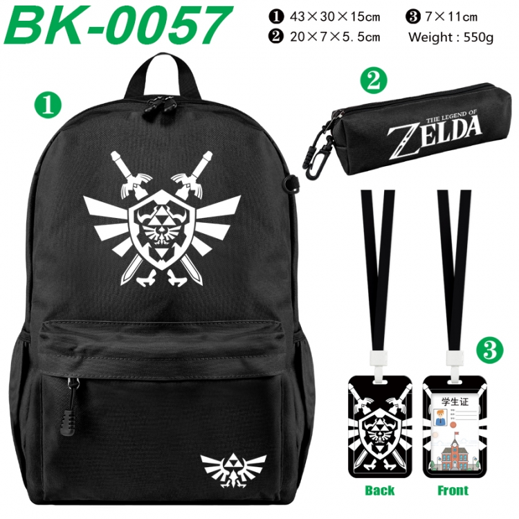 The Legend of Zelda Waterproof nylon canvas backpack pencil case identification set 43X30X15cm