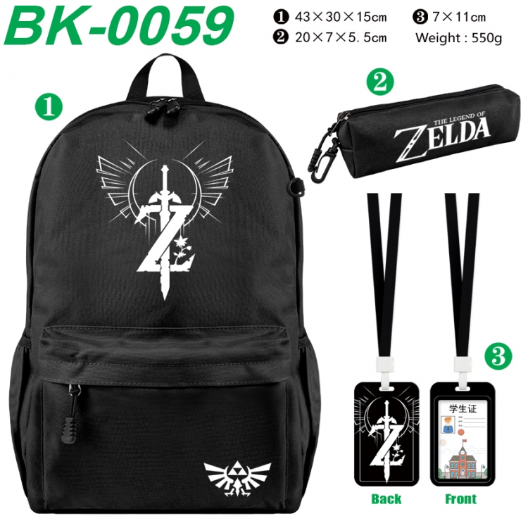 The Legend of Zelda Waterproof nylon canvas backpack pencil case identification set 43X30X15cm