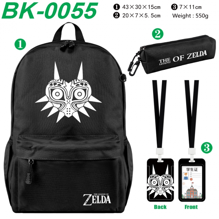 The Legend of Zelda Waterproof nylon canvas backpack pencil case identification set 43X30X15cm