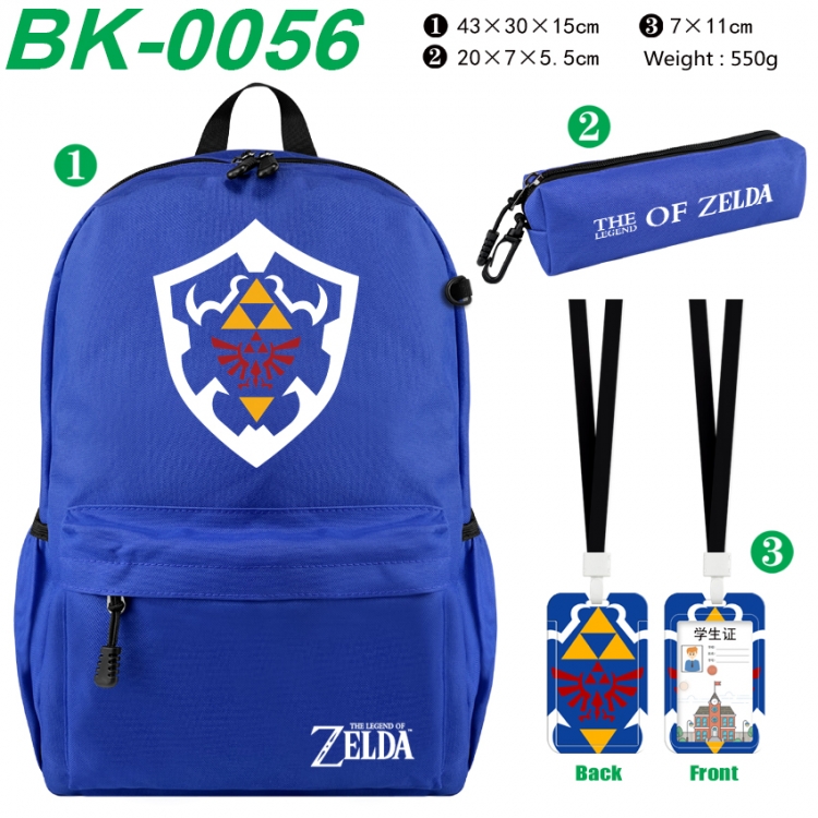 The Legend of Zelda Waterproof nylon canvas backpack pencil case identification set 43X30X15cm