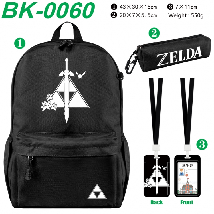 The Legend of Zelda Waterproof nylon canvas backpack pencil case identification set 43X30X15cm