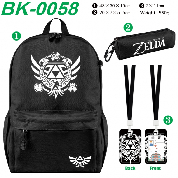 The Legend of Zelda Waterproof nylon canvas backpack pencil case identification set 43X30X15cm