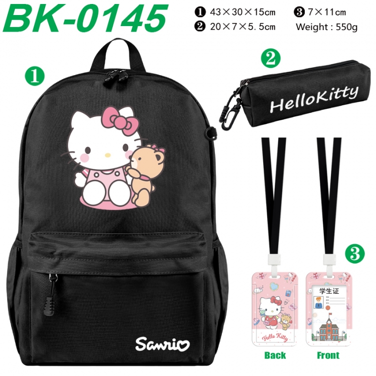 sanrio Waterproof nylon canvas backpack pencil case identification set 43X30X15cm