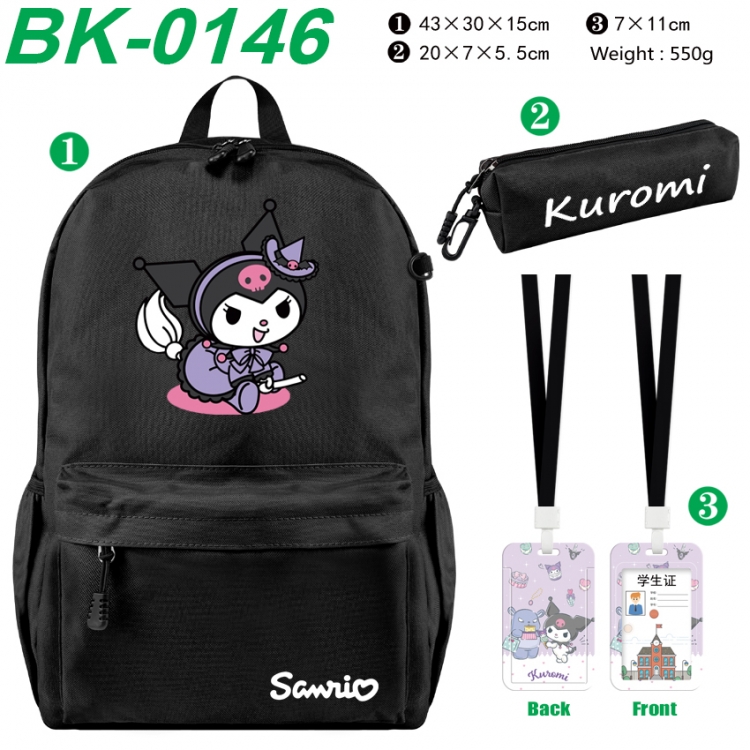 sanrio Waterproof nylon canvas backpack pencil case identification set 43X30X15cm