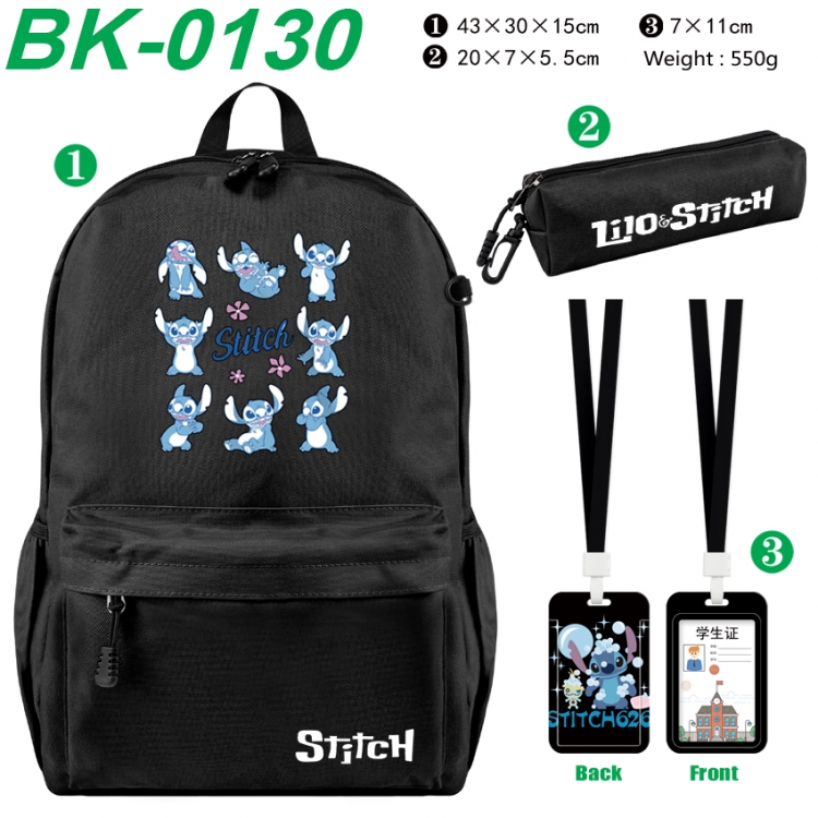 Lilo & Stitch Waterproof nylon canvas backpack pencil case identification set 43X30X15cm