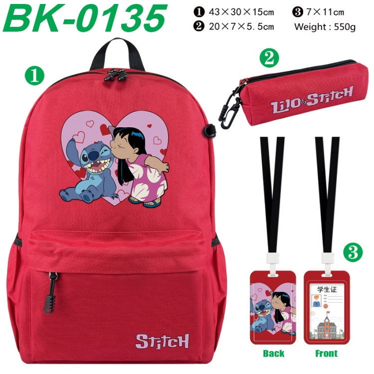 Lilo & Stitch Waterproof nylon canvas backpack pencil case identification set 43X30X15cm