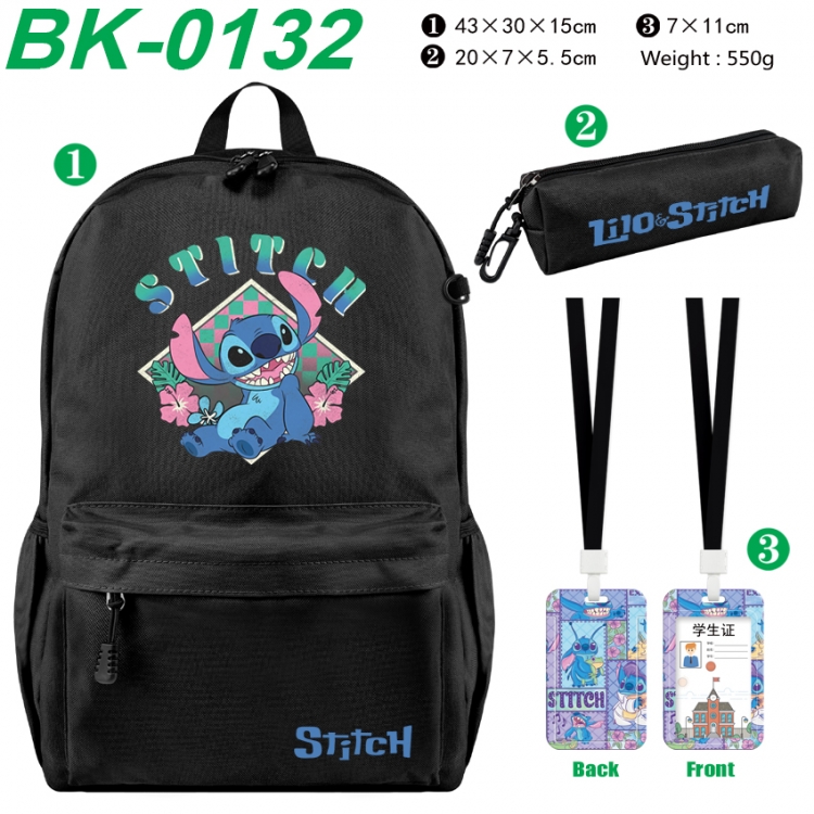 Lilo & Stitch Waterproof nylon canvas backpack pencil case identification set 43X30X15cm