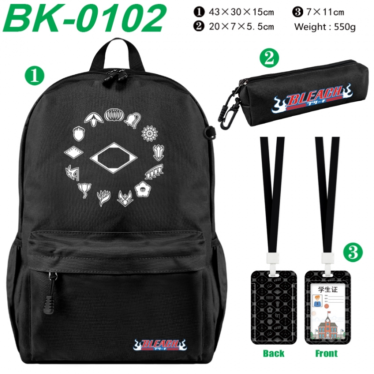 Bleach Waterproof nylon canvas backpack pencil case identification set 43X30X15cm