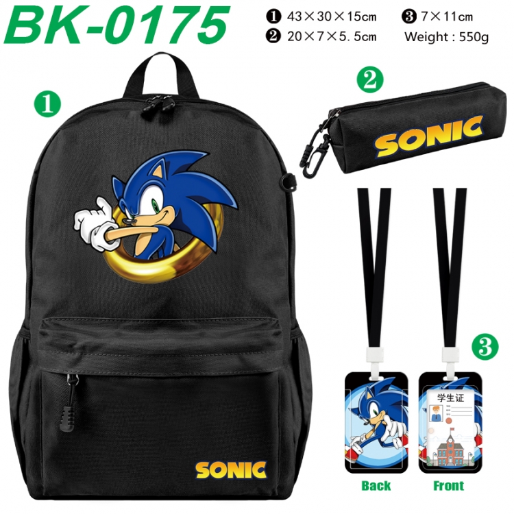 Sonic The Hedgehog Waterproof nylon canvas backpack pencil case identification set 43X30X15cm