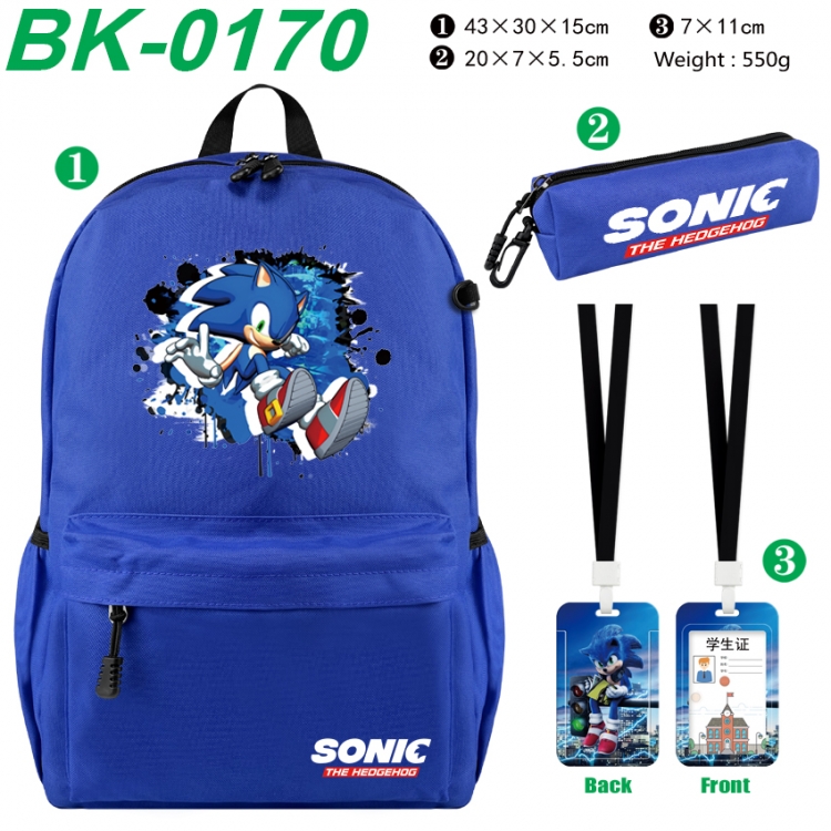 Sonic The Hedgehog Waterproof nylon canvas backpack pencil case identification set 43X30X15cm