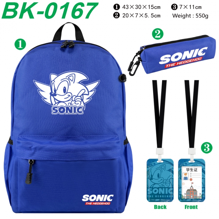 Sonic The Hedgehog Waterproof nylon canvas backpack pencil case identification set 43X30X15cm