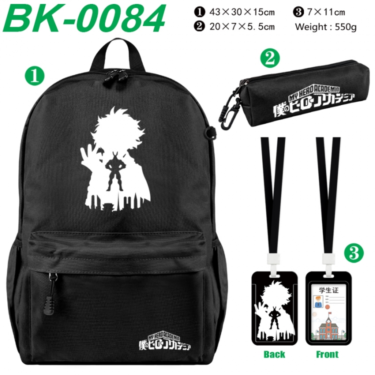 My Hero Academia Waterproof nylon canvas backpack pencil case identification set 43X30X15cm