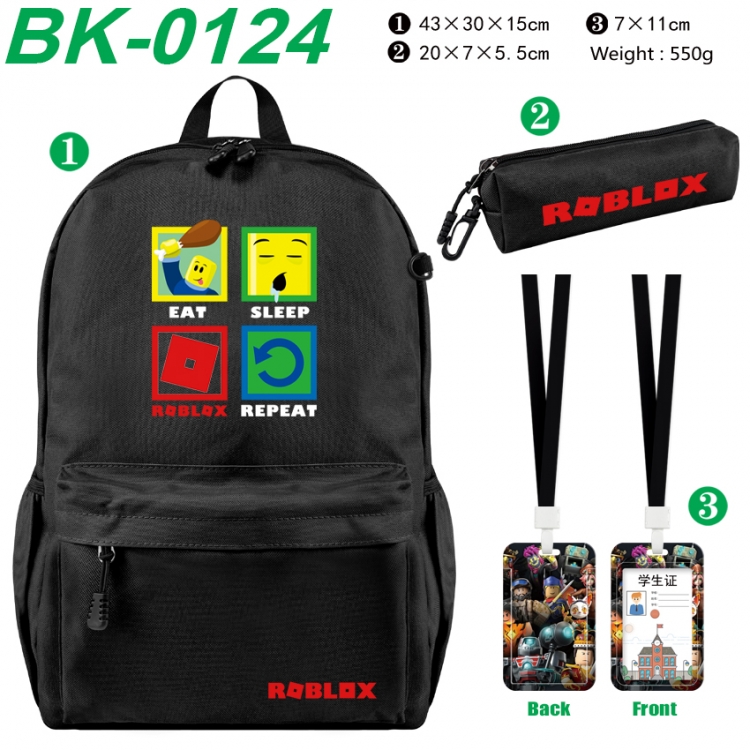 Roblox Waterproof nylon canvas backpack pencil case identification set 43X30X15cm