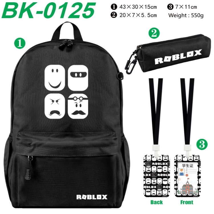 Roblox Waterproof nylon canvas backpack pencil case identification set 43X30X15cm