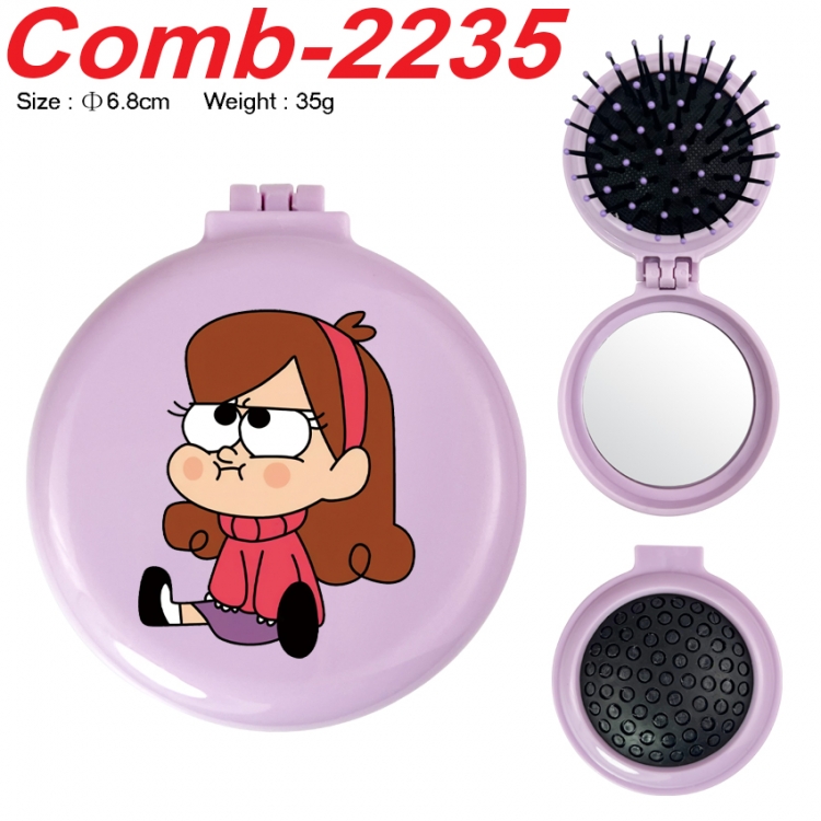 Gravity Falls UV printed student multifunctional small mirror and comb 6.8cm  price for 5 pcs