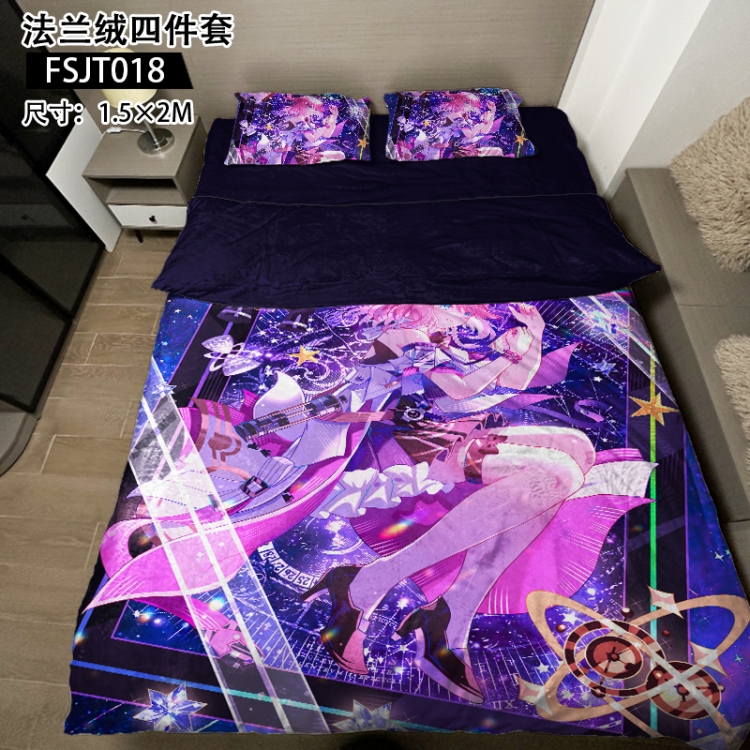 Honkai: Star Rail Game flannel four piece pillowcase duvet cover bed sheet 1.5X2m