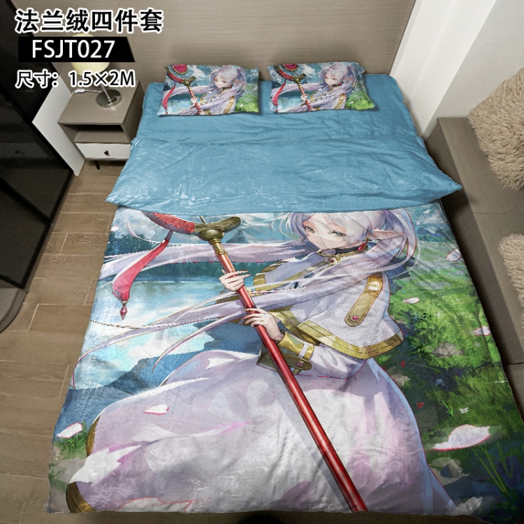 Frieren: Beyond Journey's End Anime flannel four piece pillowcase duvet cover bed sheet 1.5X2m