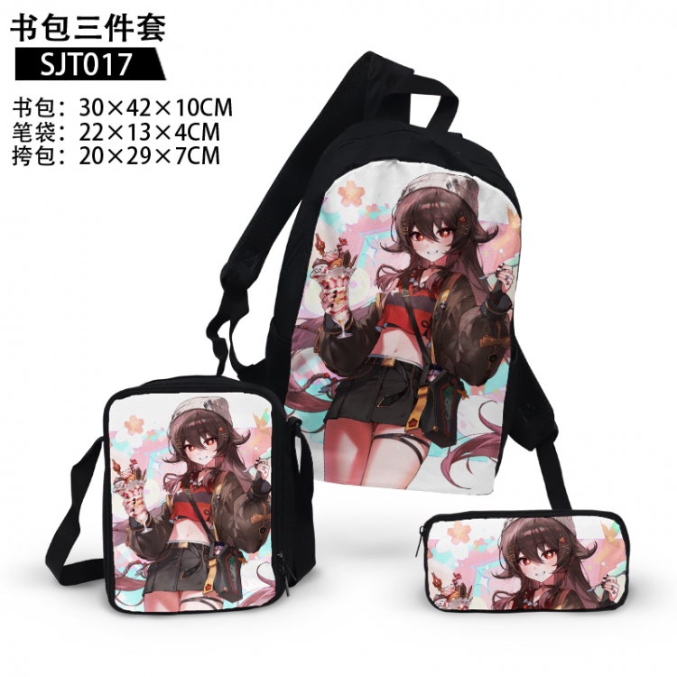 Genshin Impact Anime backpack pencil case single shoulder bag three piece set 30x42x10cm   SJT017