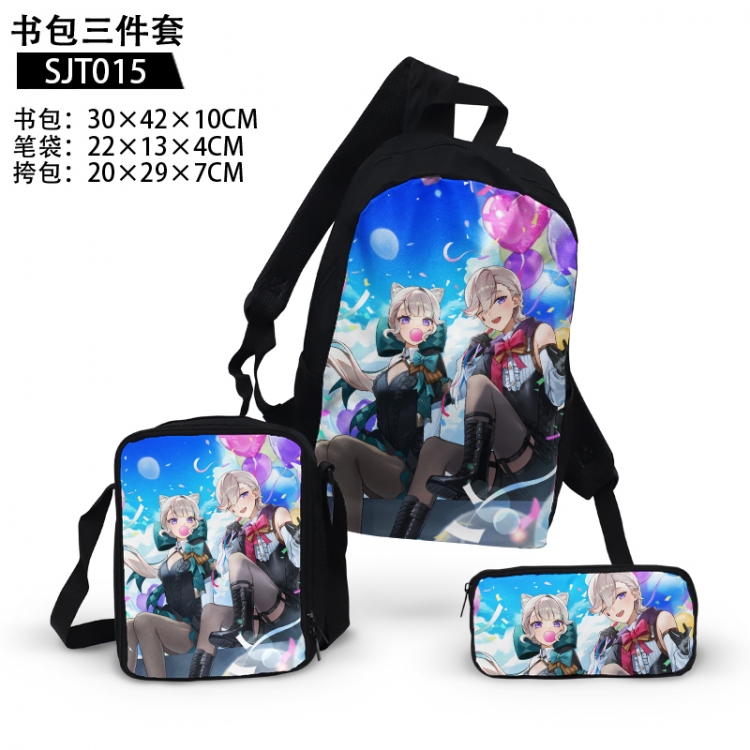 Genshin Impact Anime backpack pencil case single shoulder bag three piece set 30x42x10cm SJT015