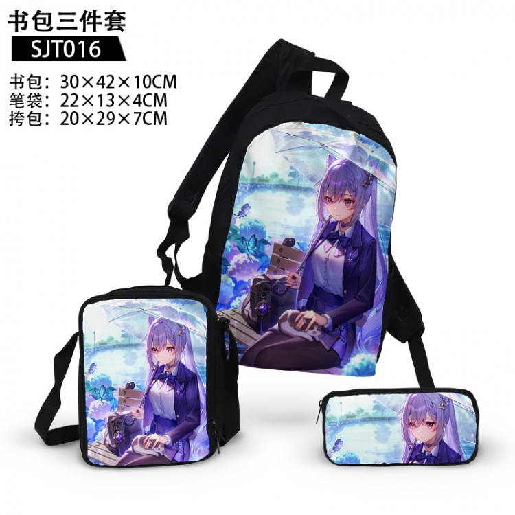 Genshin Impact Anime backpack pencil case single shoulder bag three piece set 30x42x10cm SJT016
