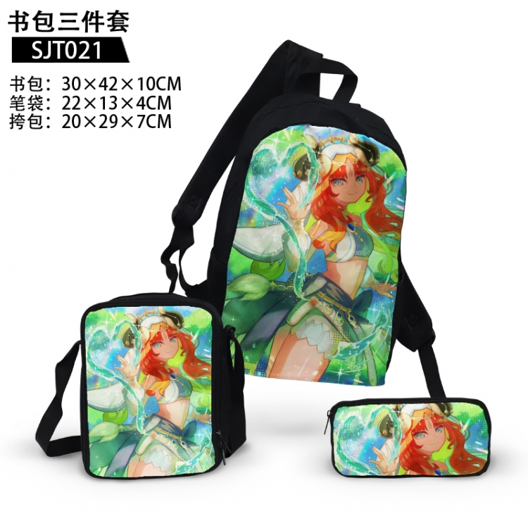 Genshin Impact Anime backpack pencil case single shoulder bag three piece set 30x42x10cm  SJT021