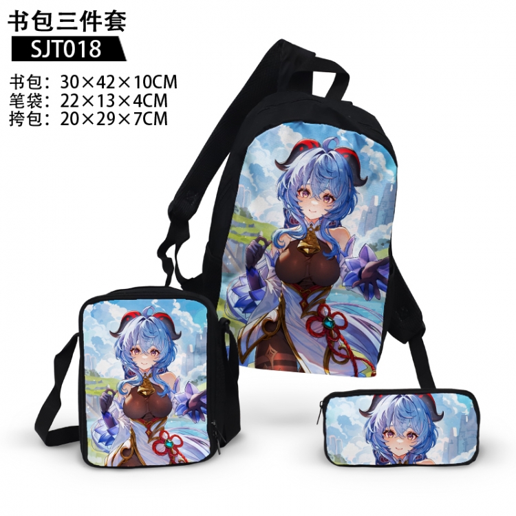 Genshin Impact Anime backpack pencil case single shoulder bag three piece set 30x42x10cm  SJT018