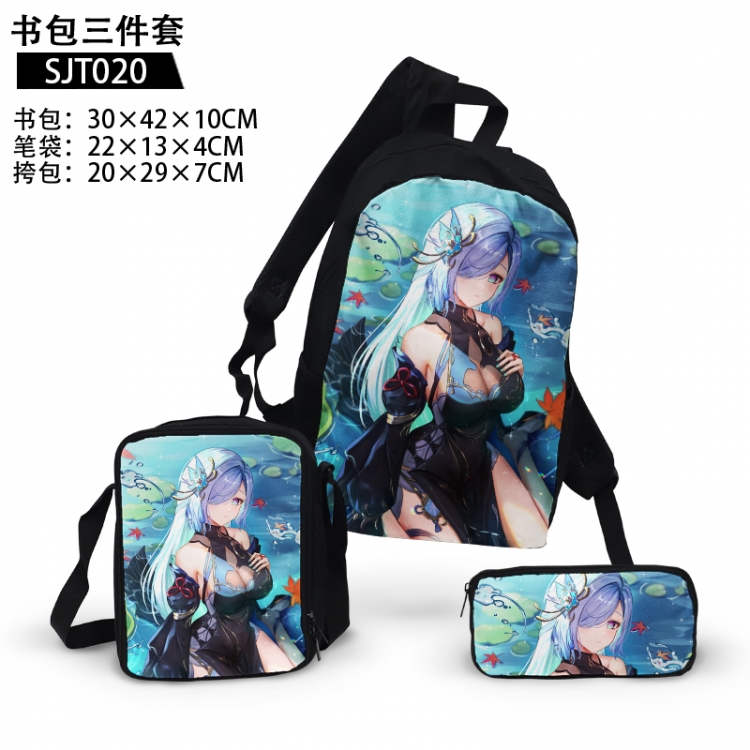 Genshin Impact Anime backpack pencil case single shoulder bag three piece set 30x42x10cm  SJT020