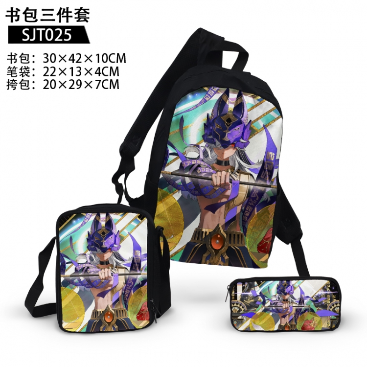 Genshin Impact Anime backpack pencil case single shoulder bag three piece set 30x42x10cm  SJT025