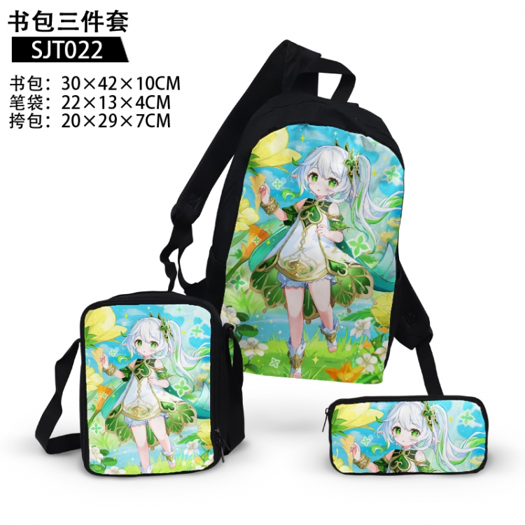 Genshin Impact Anime backpack pencil case single shoulder bag three piece set 30x42x10cm SJT022