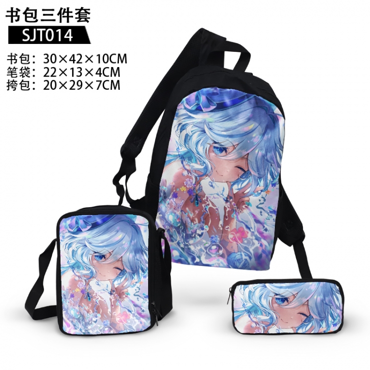 Genshin Impact Anime backpack pencil case single shoulder bag three piece set 30x42x10cm SJT014