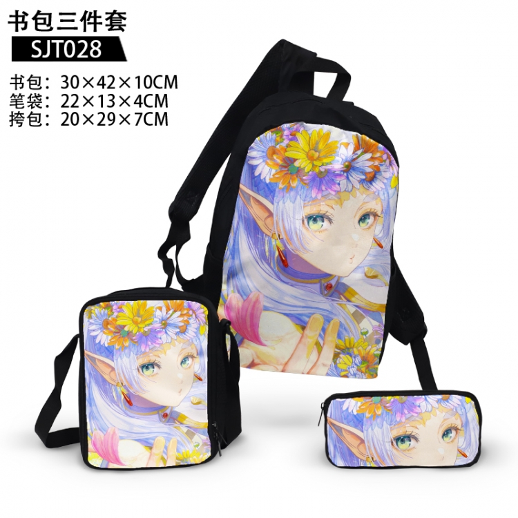 Frieren: Beyond Journey's End  Anime backpack pencil case single shoulder bag three piece set 30x42x10cm  SJT028