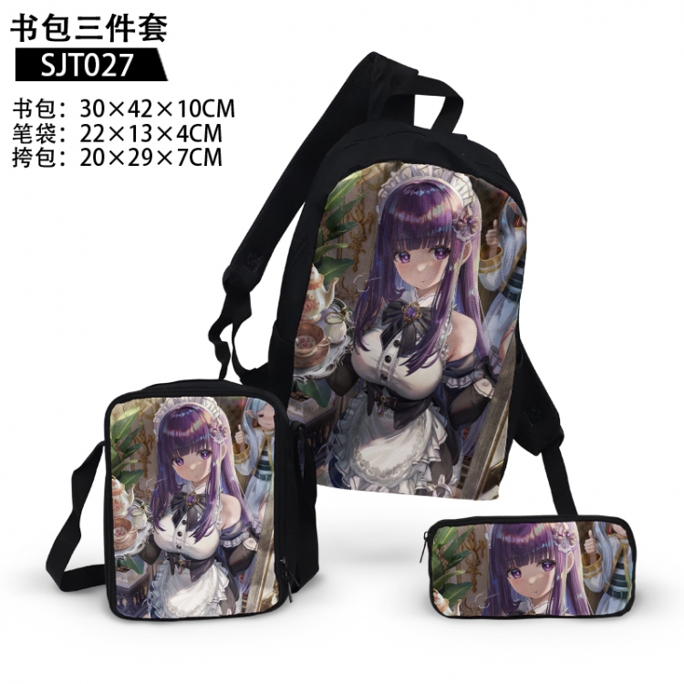 Frieren: Beyond Journey's End  Anime backpack pencil case single shoulder bag three piece set 30x42x10cm SJT027