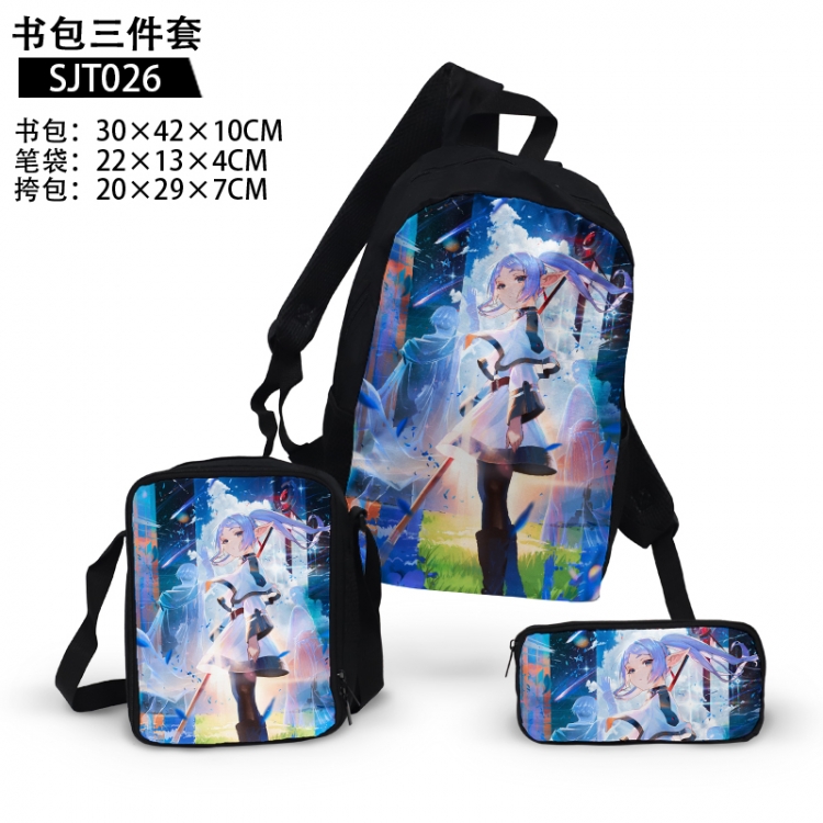 Frieren: Beyond Journey's End  Anime backpack pencil case single shoulder bag three piece set 30x42x10cm  SJT026