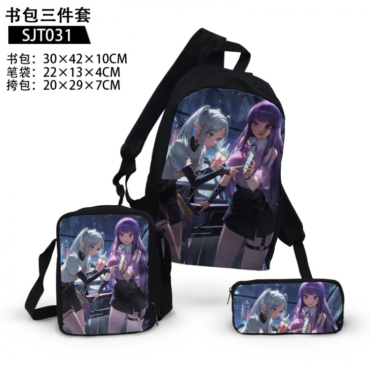 Frieren: Beyond Journey's End  Anime backpack pencil case single shoulder bag three piece set 30x42x10cm SJT031