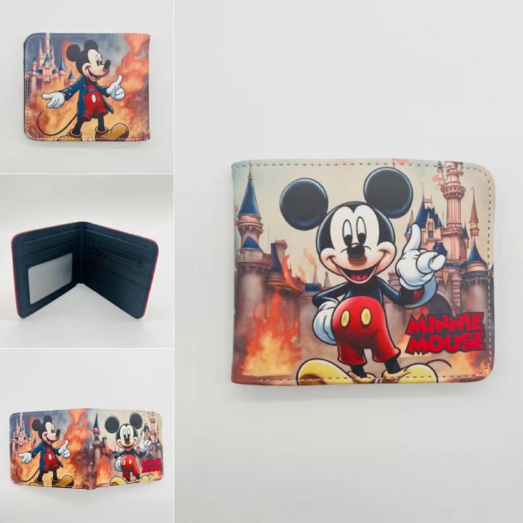 Mickey Mouse Full color Two fold short card case wallet 11X9.5CM