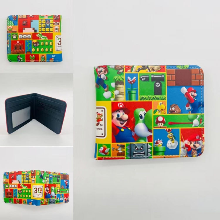 Super Mario Full color Two fold short card case wallet 11X9.5CM