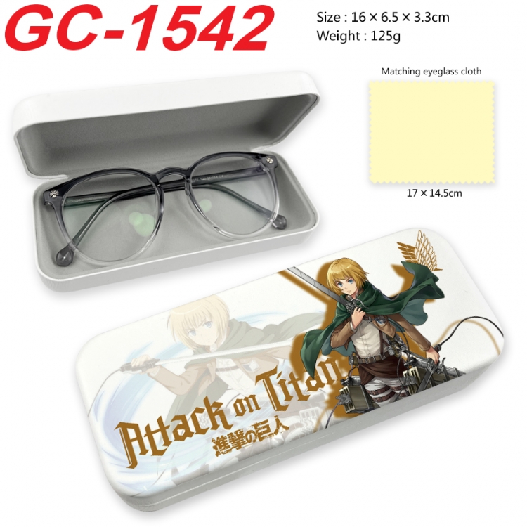 Shingeki no Kyojin Anime UV printed PU leather material glasses case 16X6.5X3.3cm