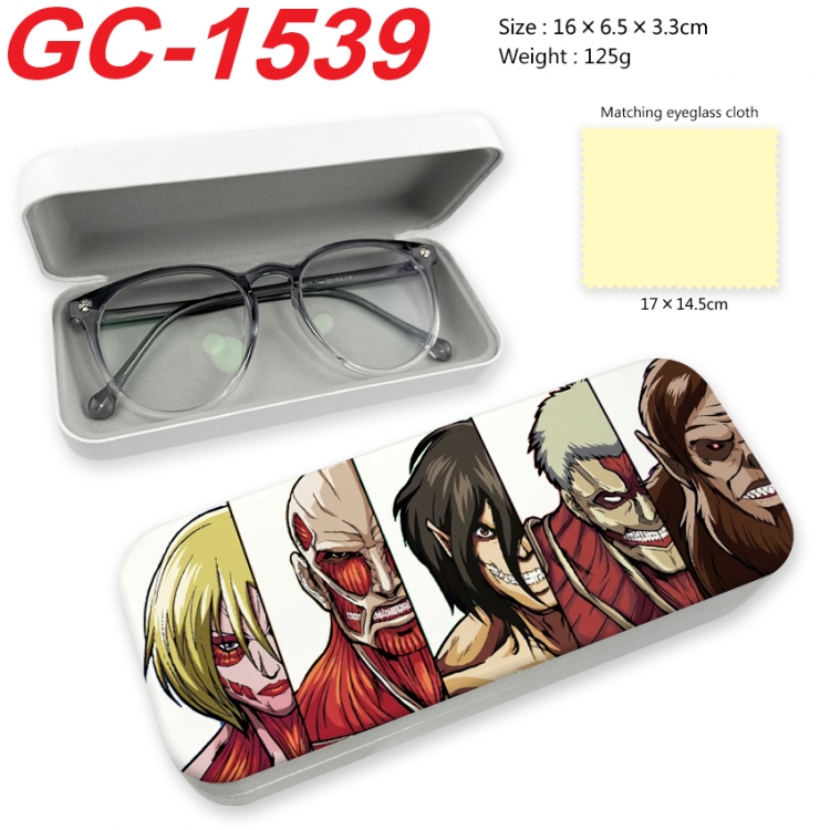 Shingeki no Kyojin Anime UV printed PU leather material glasses case 16X6.5X3.3cm