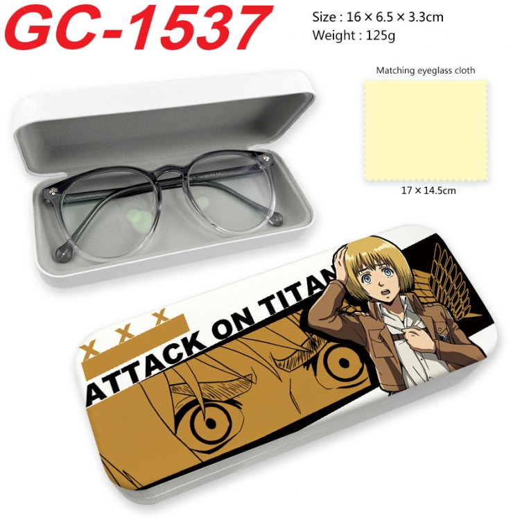 Shingeki no Kyojin Anime UV printed PU leather material glasses case 16X6.5X3.3cm